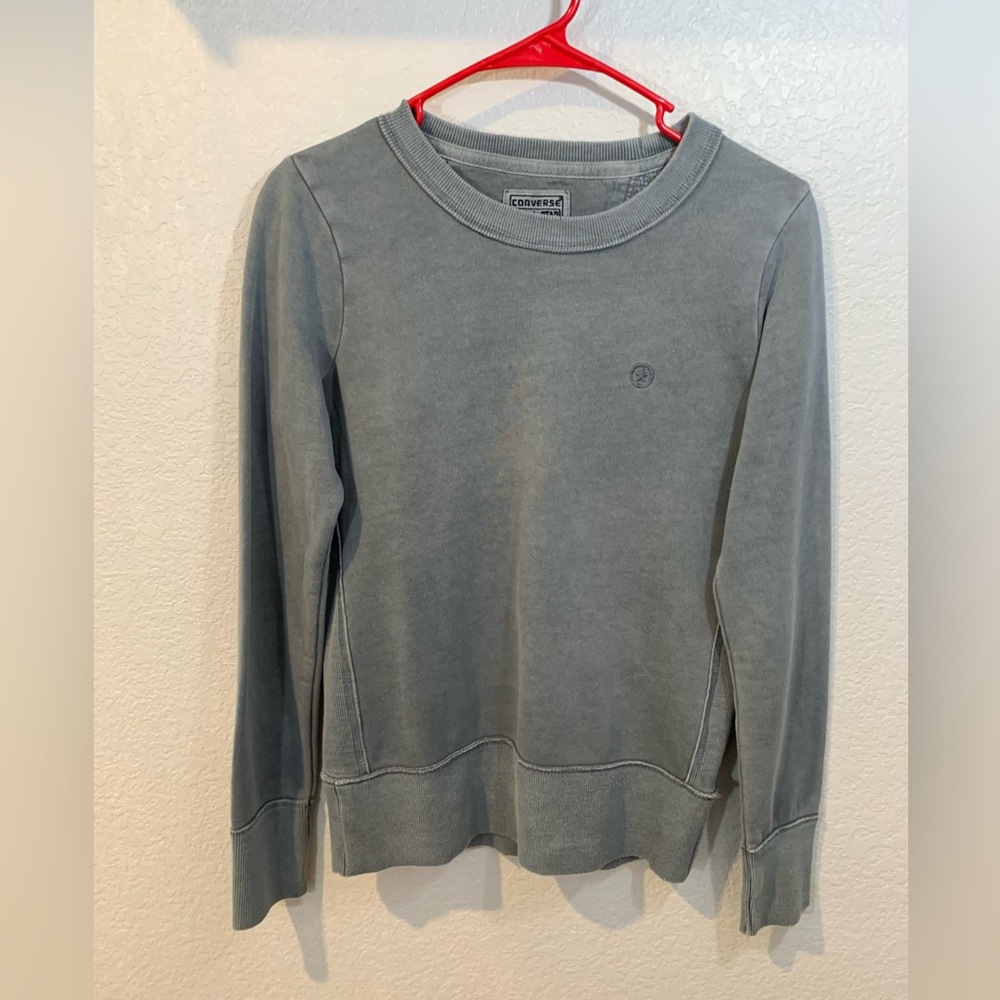 Converse Women's Washed Gray Crewneck Sweatshirt